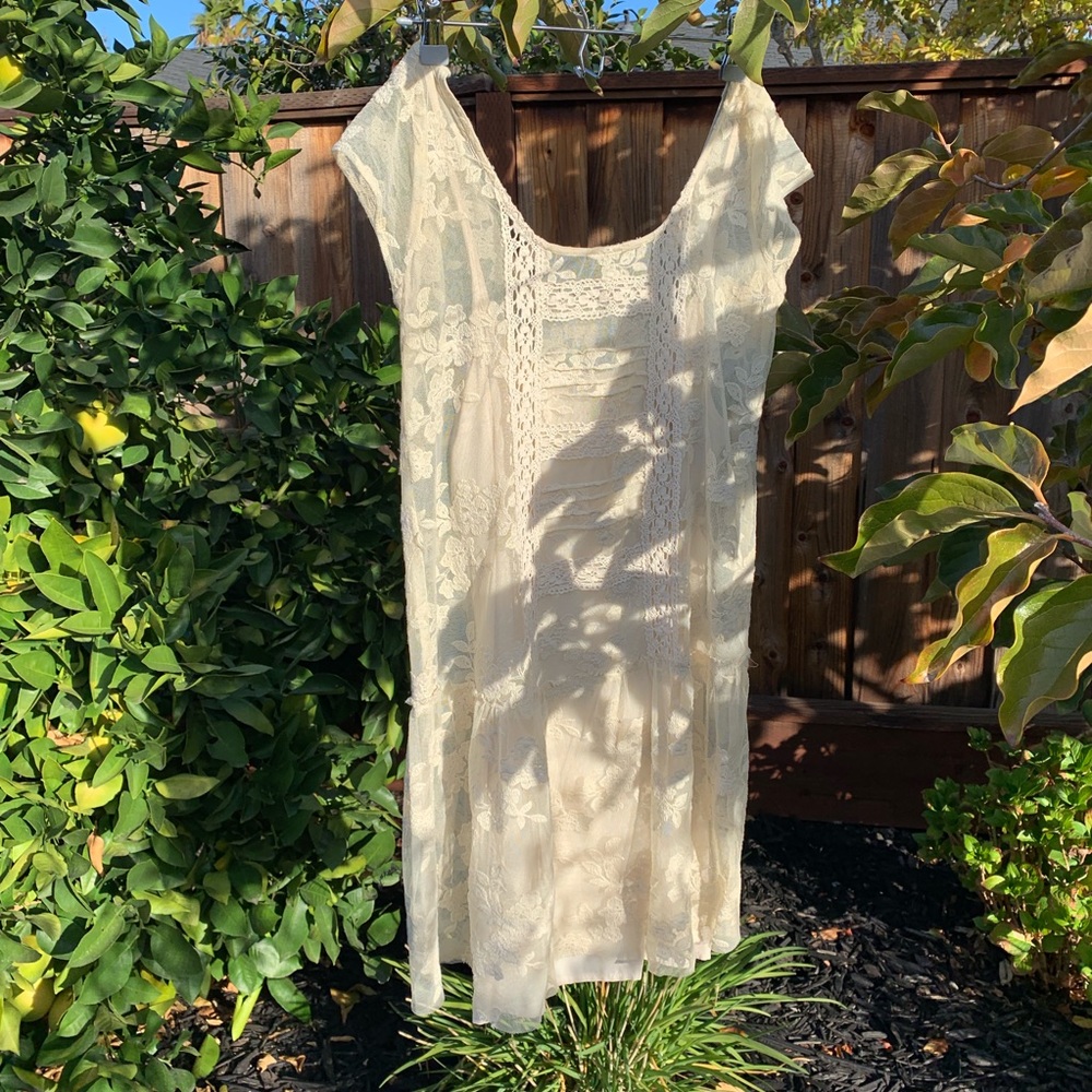 Lacy Cream Mini Dress